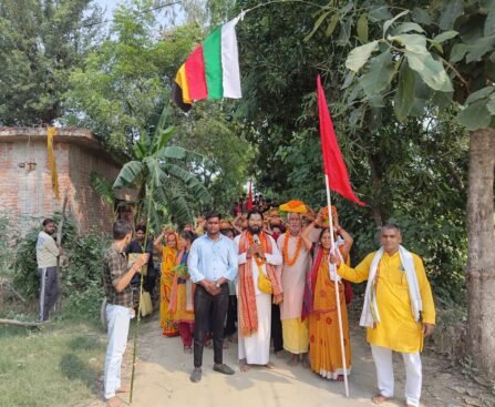 दौलतपुर में निकाली गई भव्य कलश शोभा यात्रा, नागा महंत गिरजेश दास की अगुआई में उमड़ा श्रद्धा का सैलाब